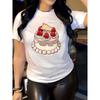 European Size Women's Luck - Polyester White T - Shirt: Sweet Celebration: Strawberry Delight Tee