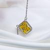Huitan Elegant Women Pendant Necklace Inlaid Sparkling Yellow Cubic Zirconia Party Daily Versatile Accessories  Jewelry