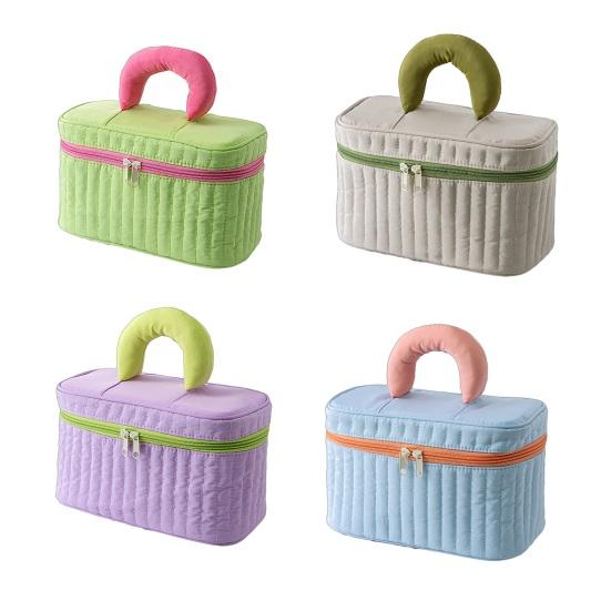 Travel Makeup Case Women Contrasting Color Cosmetic Bag Large Capacity Cosmetic