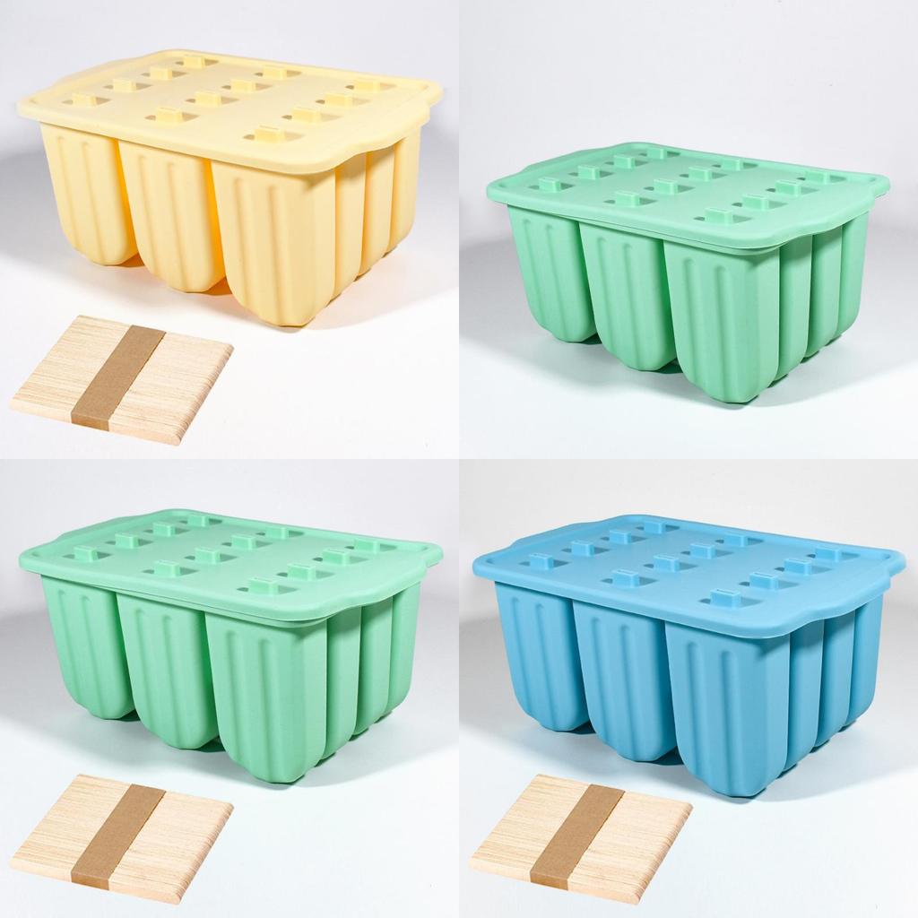 Silikon-Eis am Stiel Formen 12 Fächer Mit Deckel Für Hausgemachte Gefrorene Leckereien