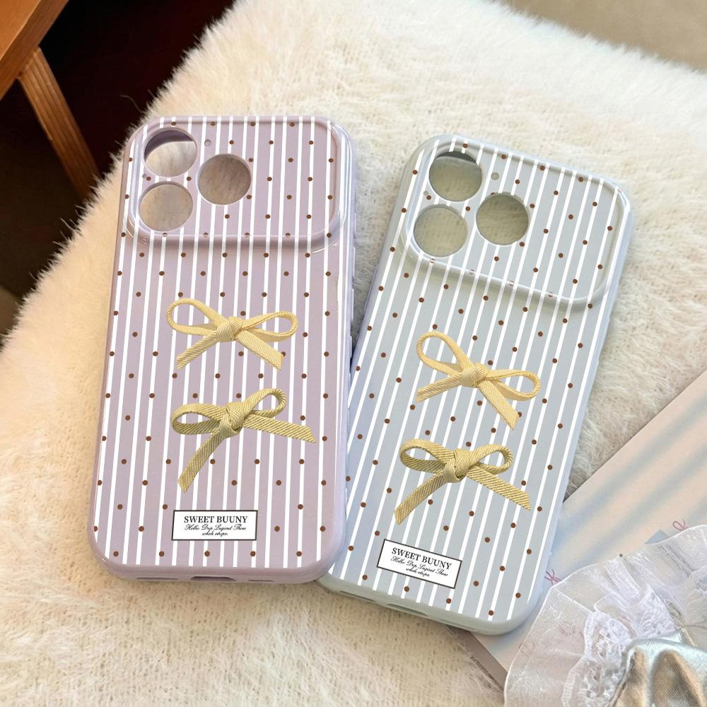 Cute Bowknot Phone Case For iPhone 17 Pro Max Case iPhone 16 Pro 13 12 11 14 15 Pro Max Soft Shockproof Protective Cover Fundas