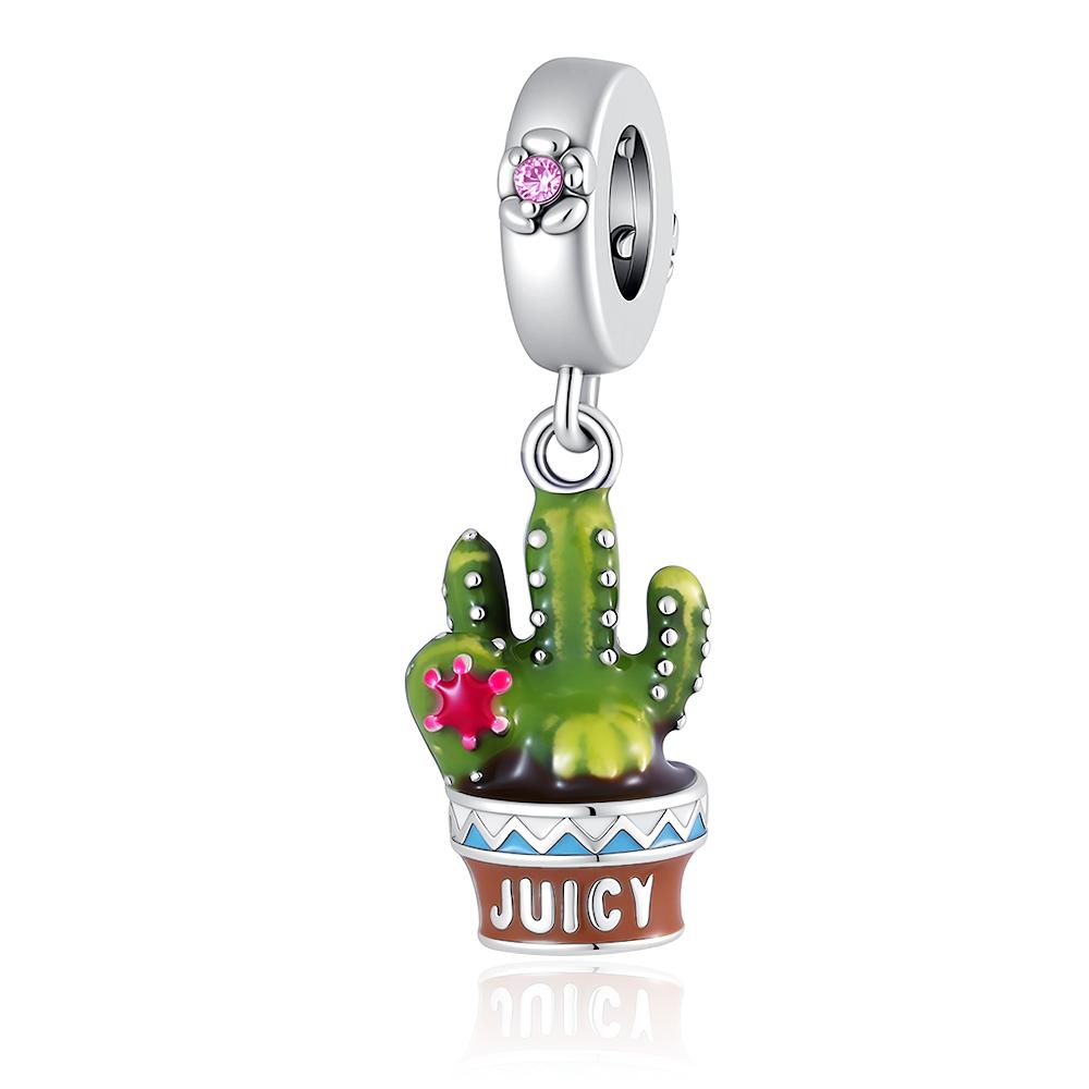 New 925 Silver Bag Coffee Fish Cactus Beads Sunflower Anchor Swimming Ring Charms Fit Bracelet DIY Gift Women