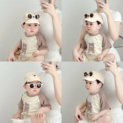 Korean Children's Sun Hat Summer Thin Soft Brim Baseball Cap Large Brim Sunglasses Removable Outdoor Baby Hat
