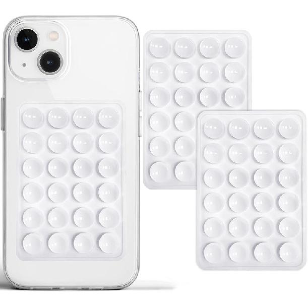 Anteel 2 Pack Silicone Suction Phone Case Adhesive Mount, Strong Grip Holder for Selfies and Videos, Hands-Free Sticky Phone Grip for iPhone and