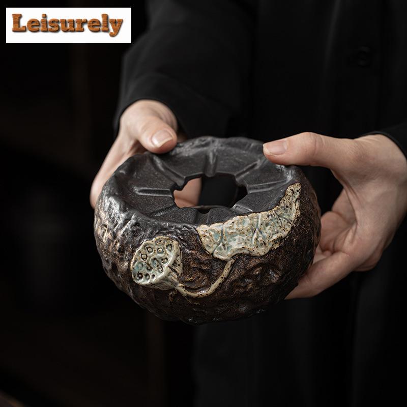 Japanese Gilded Iron Glaze Lotus Pot Warm Tea Stove Coarse Candle Heating Table Insulation Base Boiling Kettle Kung Fu Teaset