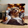 Cute Puppy In Knit Hat Blanket for All Seasons Blanket Lunch Break Throw Gift