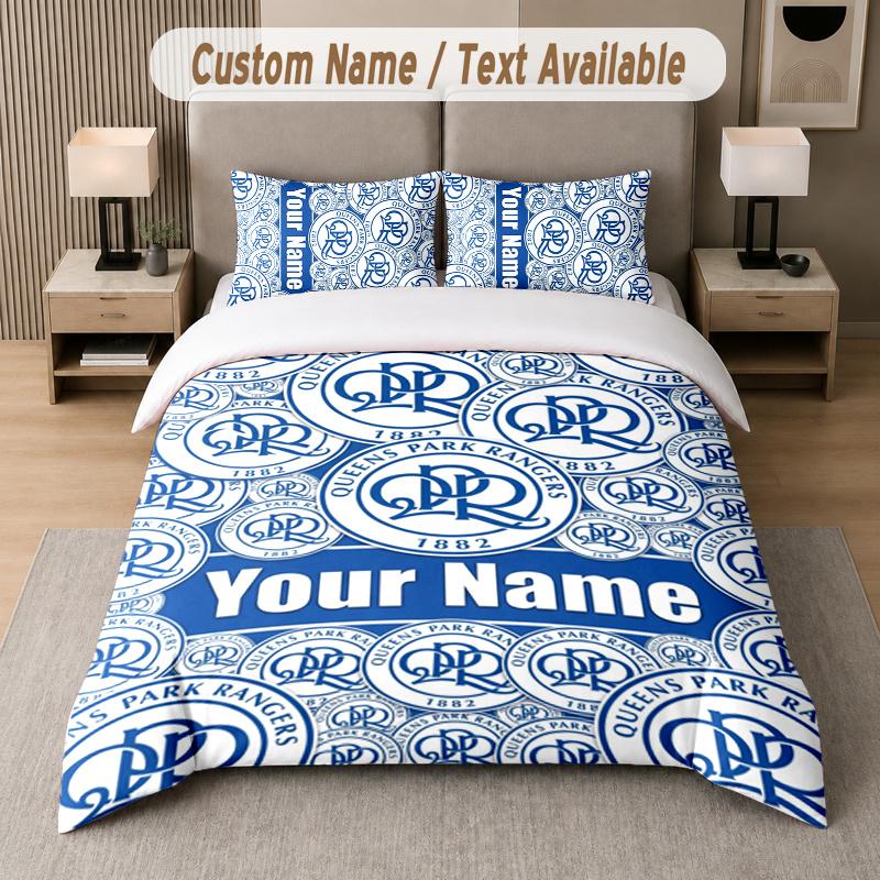 Custom Name Queens Park Rangers _ QPR 3Pcs Duvet Cover Set Personalized Text Bedding Pillowcases Bedroom