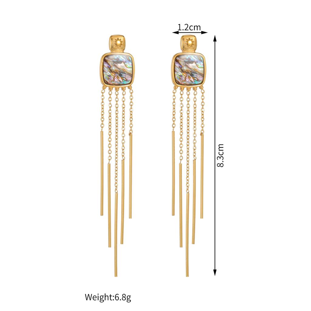 Atoztide Bohemia Abalone Shell Long Tassel Earring For Women Stainess Steel Multiple Style Heart Flower Drop Earring Jewlry Gift