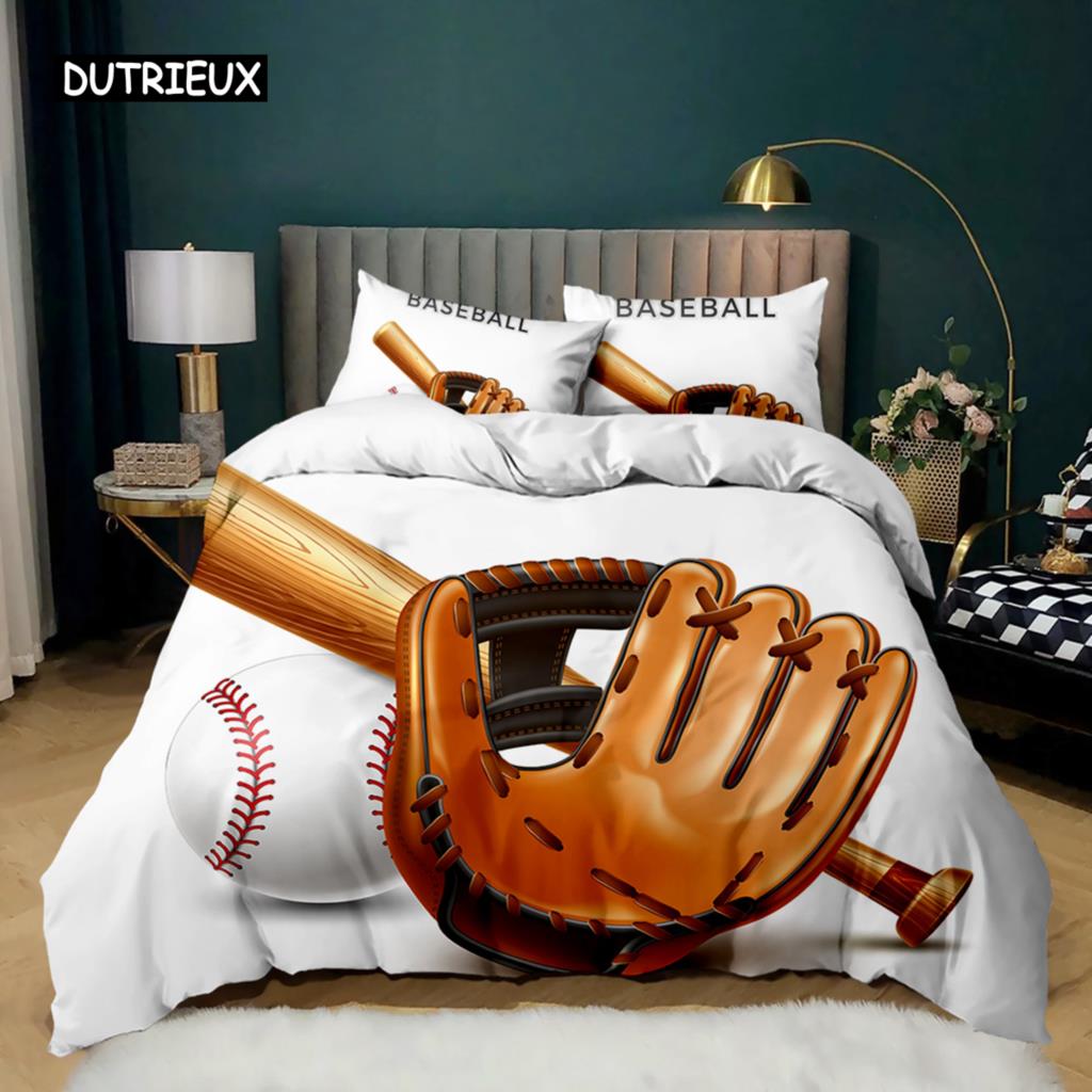 

Комплект постельного белья «Бейсбол» с изображением спортивной тематики для мальчиков и детей, комплект постельного белья «Бейсбол» с 3D-принтом, двуспальное одеяло размера «king-size» из полиэстера EU single(135x200cm)