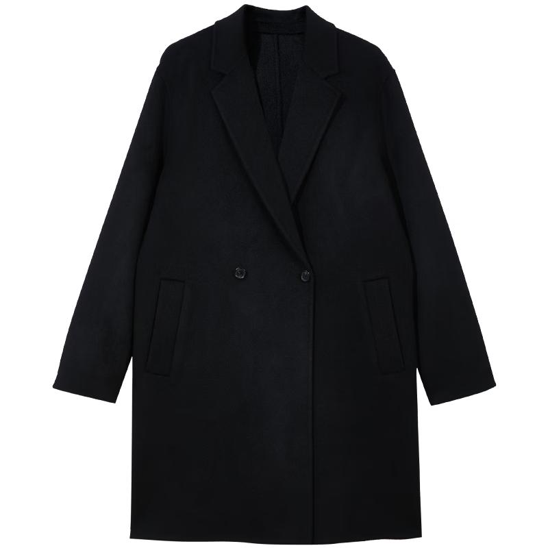 Мужское шерстяное пальто Jack & Jones с вырезом на лацканах XL чёрный