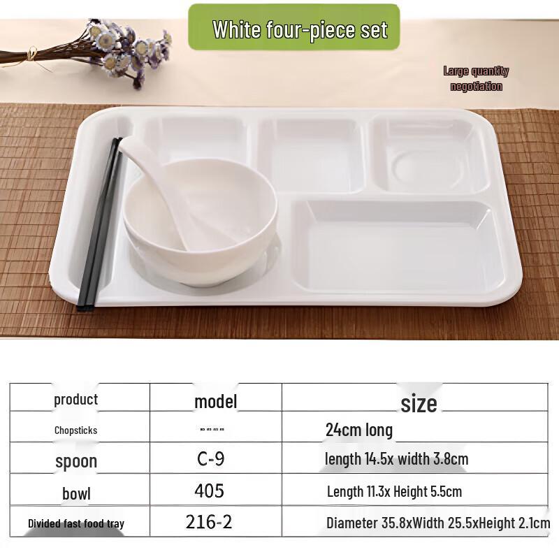 Rotes Verdicktes Melamin 6-Fächer-Tablett - 4-teiliges Set