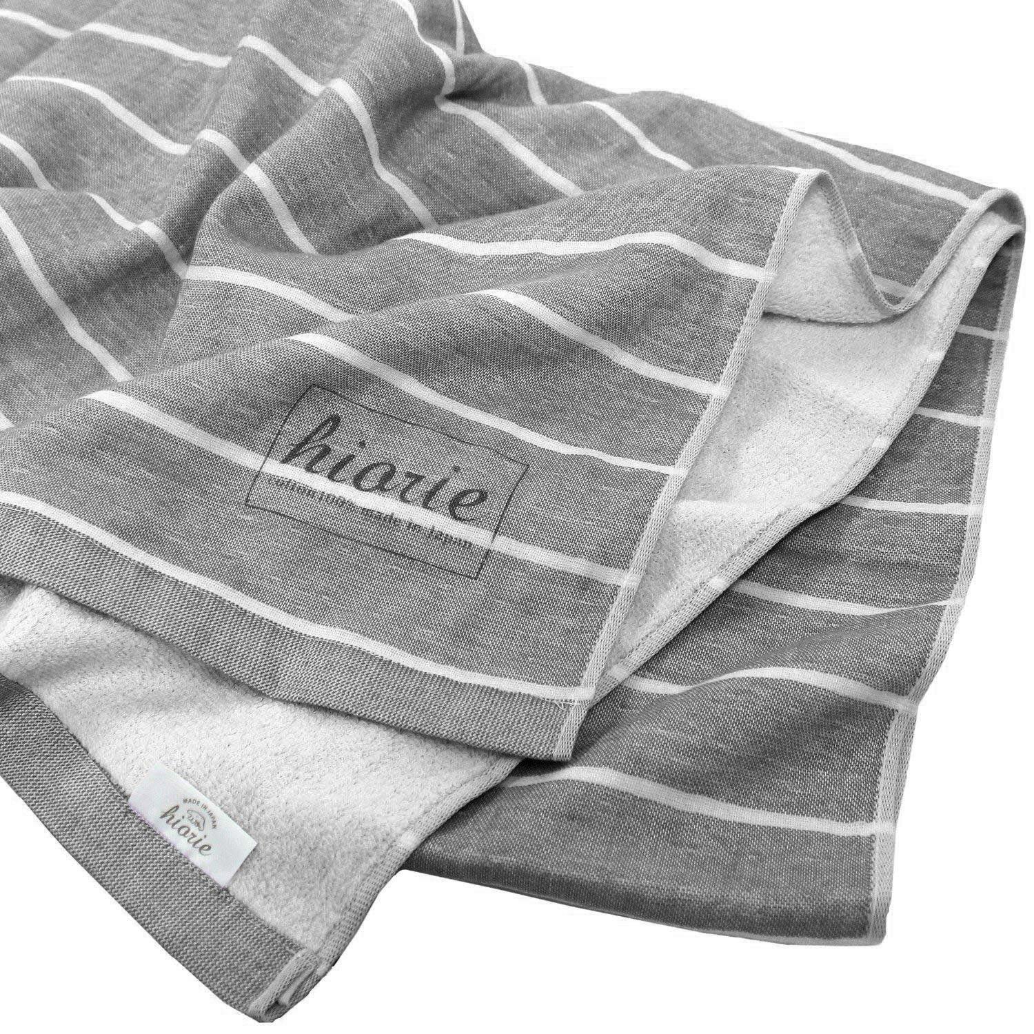 

hiorie Made in Japan Large Gauze Charcoal Large Bath Senshu Towel (Hiorie) Towel, Border, 150cm, Border, Towel, Big, Large,