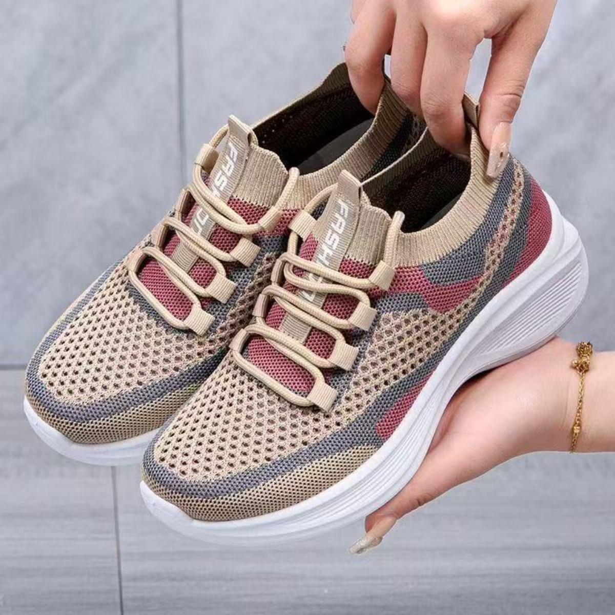

Mesh Casual Women s Shoes Woven Mesh New Breathable Soft Sole Running Casual Versatile Thick Sole Sports Casual Shoes 36 хакі