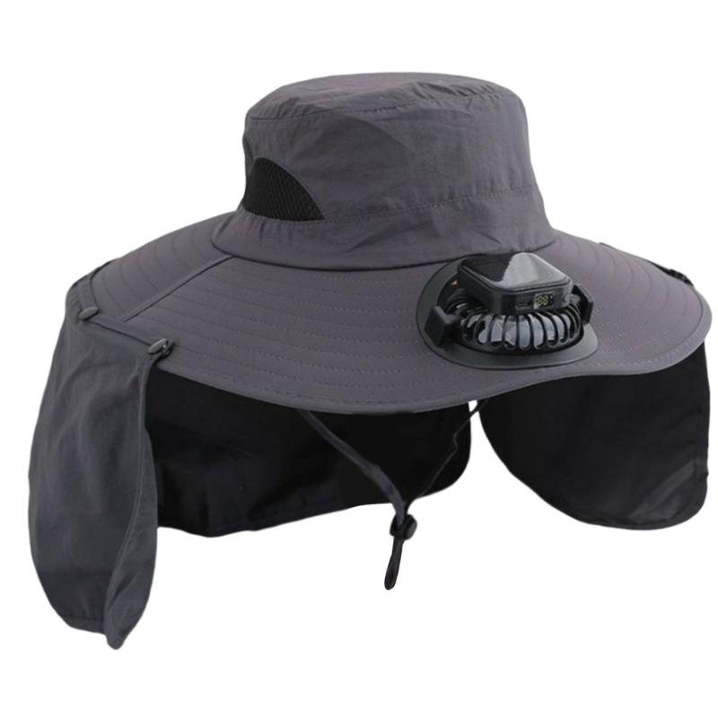 Rechargeable Sun Hat With 3 Speed Fan Sun Protection For Men Women Fishing Gardening Wide Brims Foldable Outdoor Caps