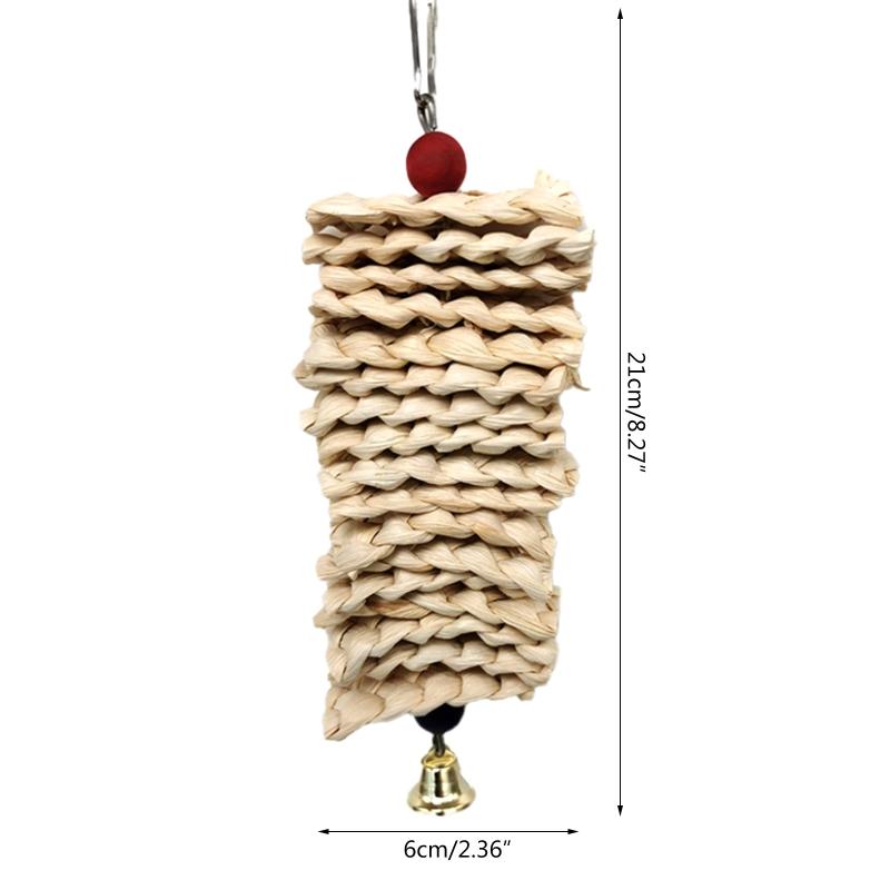 Bird Toys Chewing Toy Parrot Cage Bite Toys Corn Husks Color Wood Beads Entertainment Toys for Small and Medium Parrots Birds