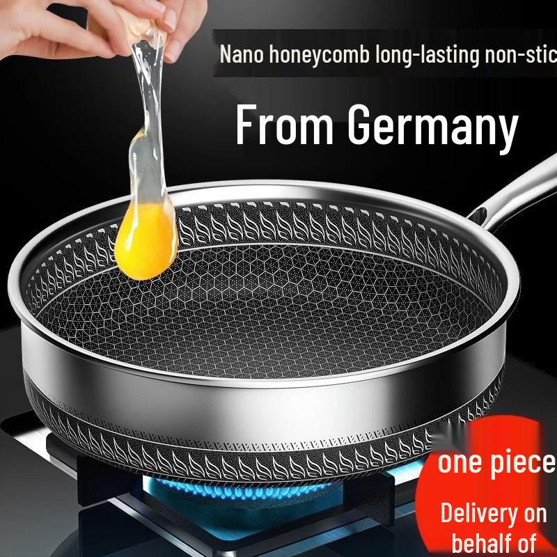 Non-Stick Stainless Steel Honeycomb Textured Frying and Stir-Frying Pan