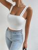 Strick Tanktop mit quadratischem Ausschnitt Crop Tops Damen Sommer Camisole Einfarbig Camisole Mode Sporttube Ärmellos Kurz Y2K Mädchen Kleidung