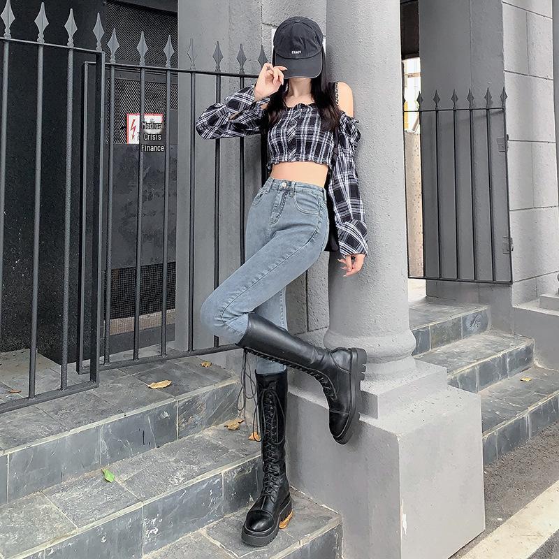 Women's 2023 High-Waisted Slimming Denim Pencil Pants