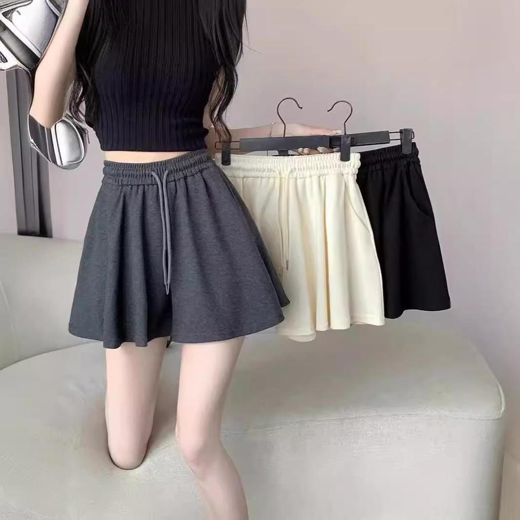 Women's Summer Ballet Style Mid-Waist Pleated A-Line Shorts - Petite, Slimming, Loose Fit