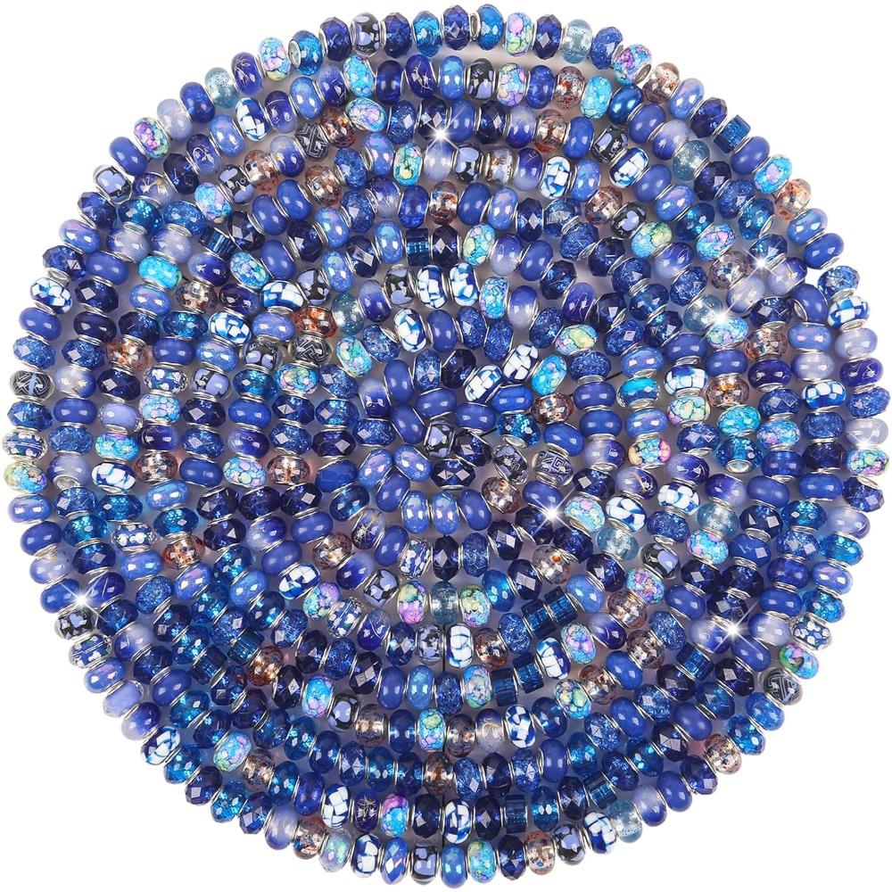 10/20/30 Stück Große Lochperle Tiefblau Europäische Stiftperle Gartenperle Beleuchtung Bastel-Abstandsperle DIY Armband Halskette Ohrringe