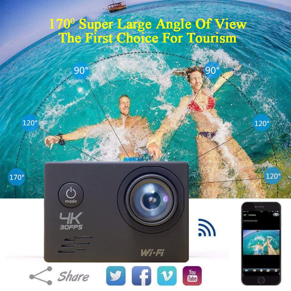 Action Outdoor Sport Camera H10 Ultra HD 4K 16MP WiFi 2.0" Screen DVR Webcam 170D Underwater 30M Waterproof Helmet Video Camera