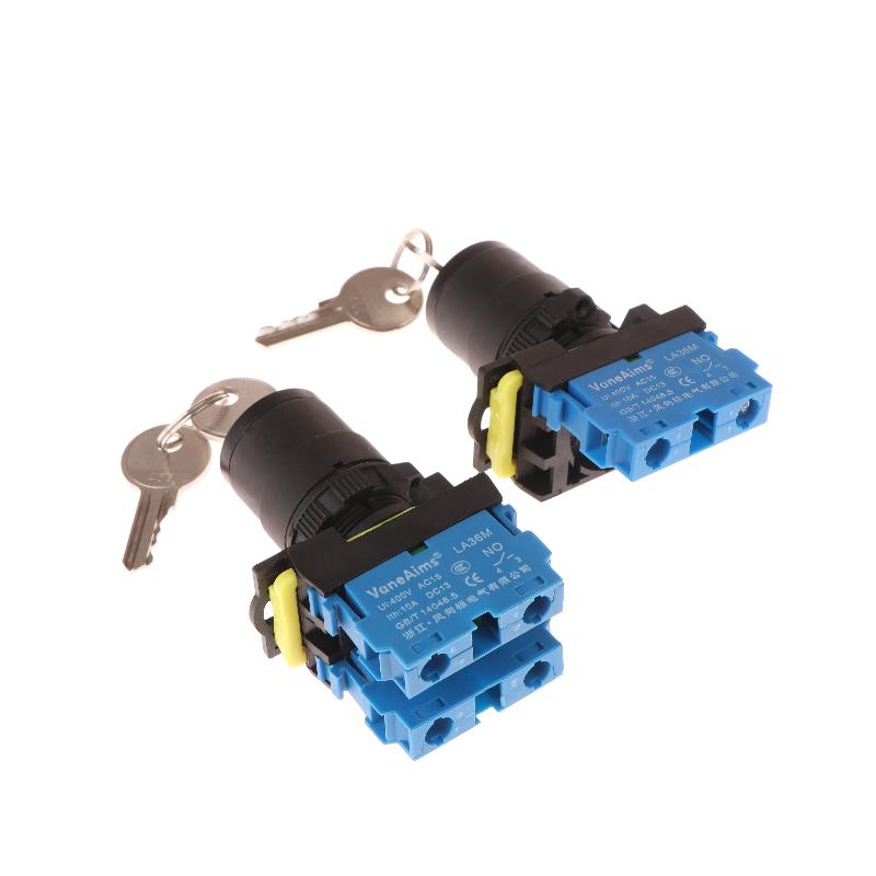 1 Set 12V 220V 10A 2/3 Position 1/2No 1/2Nc On Off Knob Button Rotary Switch Selector With Keys 22Mm La36M Key Switch