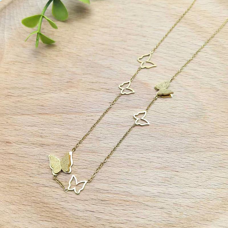 Elegant Women's T-Shaped Titanium Steel Necklace - Light Luxury Style Clavicle Jewelry