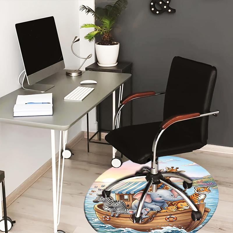 

1PC boat animals Non-Slip Floor Round carpet, Office, family, bedroom, Large Area Rug Indoor Rugs, Durable PolyesterH0345 80cm by 80cm