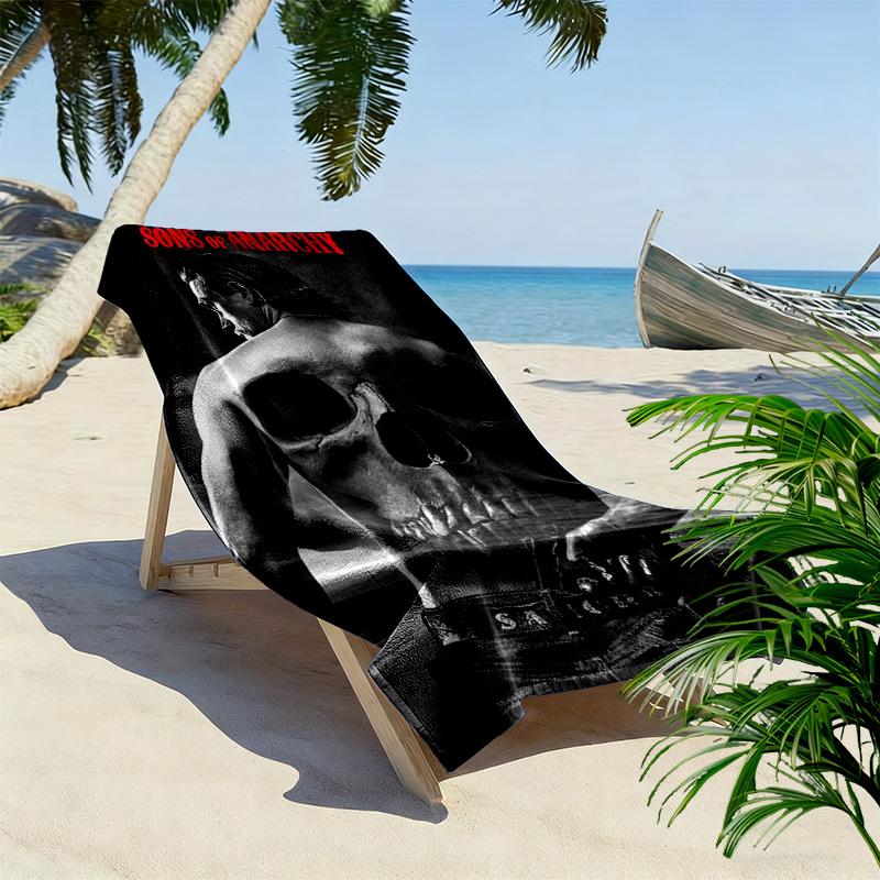 Sons Anarchy: Brotherhood Rebellion Beach Towel Soft Portable for Travel Seaside Outdoor Pool Towel Absorbent Bath Towel Fashion