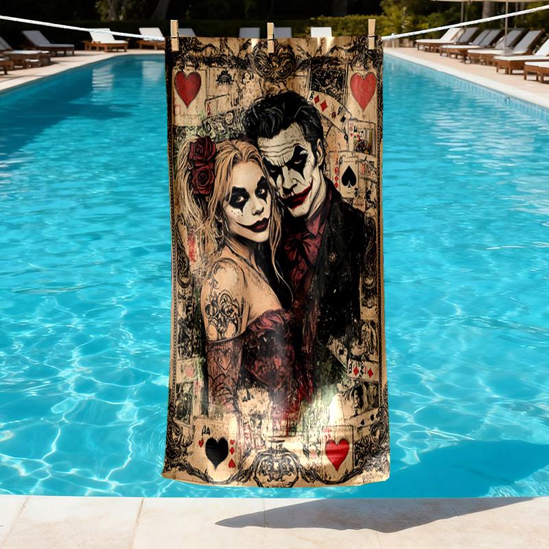 Superhero Print Beach Towel Design, Soft, Lightweight. for Home Bathroom, Spa, Pool, Yoga, Surfing, Camping, Gift for Family, Friend