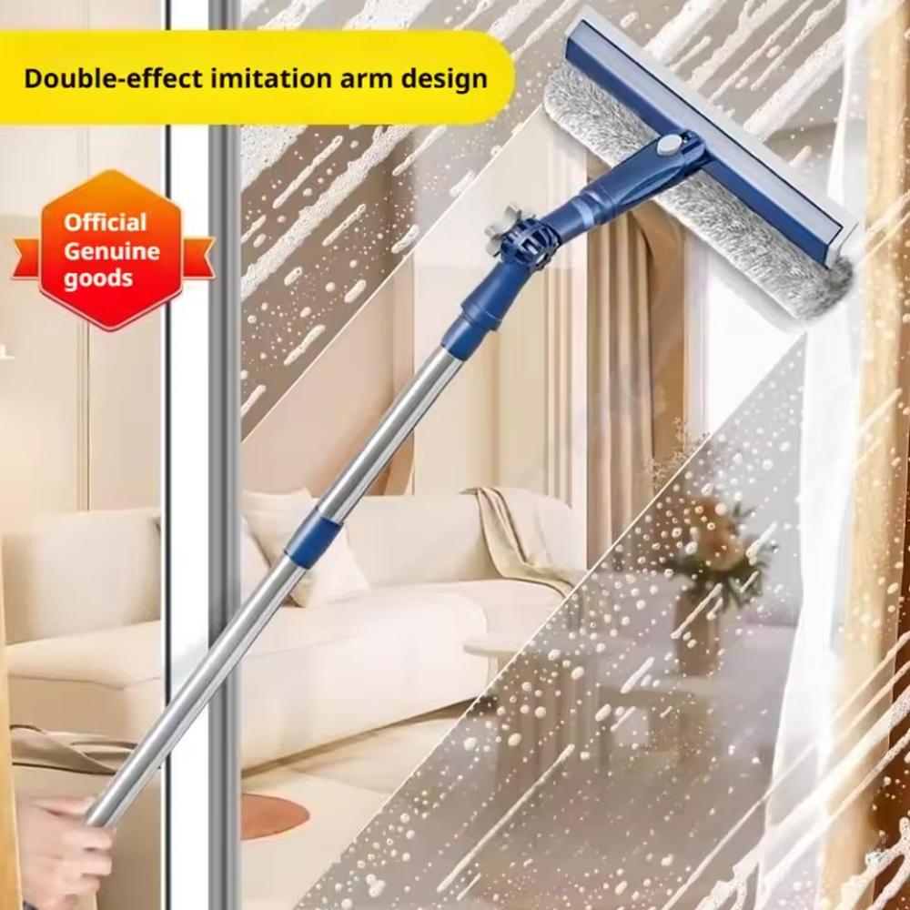 2-in-1 Adjustable Window Squeegee With Grooved Blade Durable Metal And Plastic Construction Ideal For Cleaning Shower Windows In