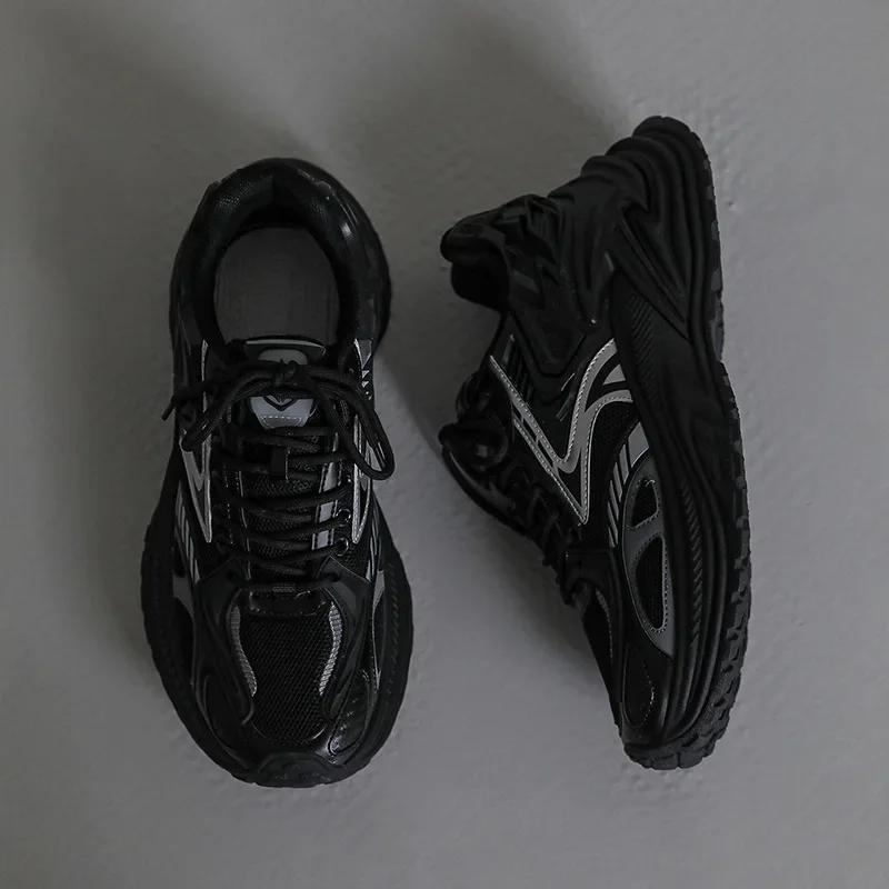 Fashion Men's Mesh Chunky Sneakers Thick Sole Sports Shoes Autumn Casual Fashion Lace Up Running Sneakers Platform Outdoor Walking Shoes