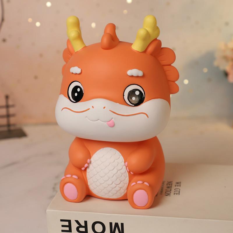 The Year of the Loong Piggy Bank, Plastic Lined, Shatterproof, Reusable, Cartoon Piggy Bank, Tabletop Decoration, Doll Gift