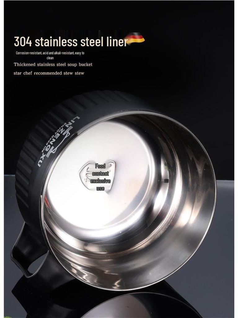 Japanese Style Large Capacity 304 Stainless Steel Noodle Bowl with Lid for Dormitory Students - Heat Preserving Meal Server