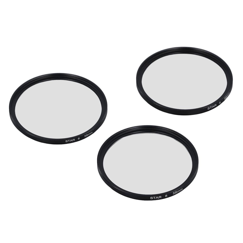 3PCS 58mm Star Filter Optical Glass 4 6 8 Points Slim Starburst Special Effects Filter for Micro