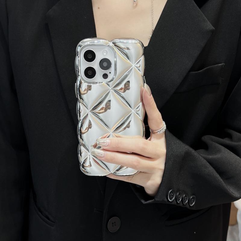 3D Electroplated Diamond Pattern Case for iPhone 16 Pro Max, Apple 17, 14, and 15