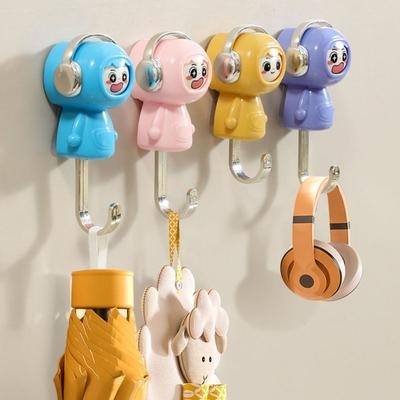 Cartoon Design Face Changing Hook No Hole Waterproof Decorative Hooks Moisture-proof Cute Style Organization Hooks Girl Room