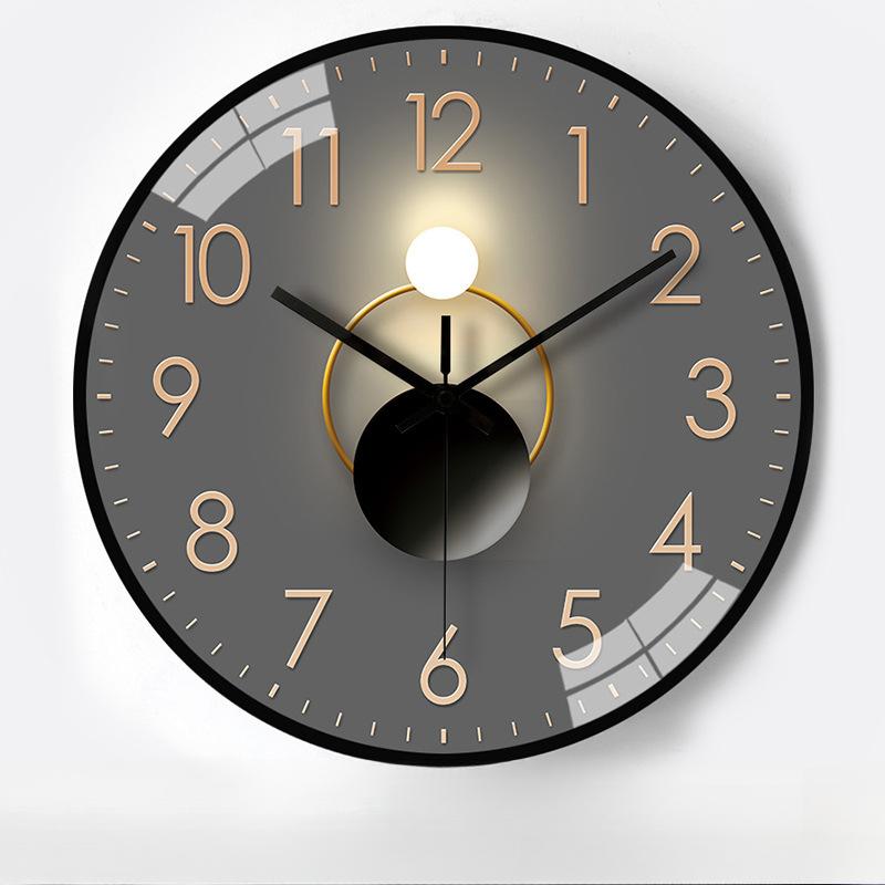 

12-дюймовые 30 см легкие и роскошные часы с радиоуправлением, реагирующие на время, с автоматической сменой света и тени, для дома, гостиной, спальни, бесшумные, подвесные
