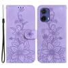 For Motorola Moto G85 5G/S50 Neo 5G Phone Stand Case PU Leather Wallet Phone Cover with Imprinted Flower Pattern