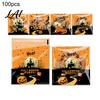 Self Adhesive Treat Bags 100 Pcs Small Halloween Bags Seal Clear Candy Dessert Snack Cookie Trick or Party Favors for Holiday Cute Cartoon Pouches