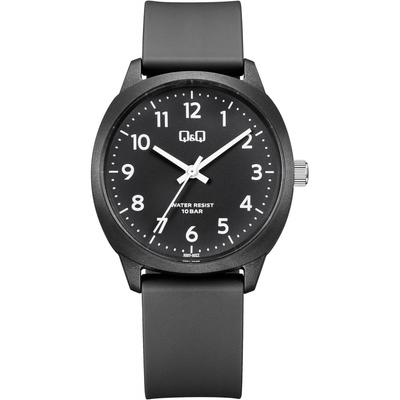 [Q   Q] Q Q  10 Atm  Waterproof  Lightweight  Easy To Read Dial  Simple  V52a 500vk  Black  Black