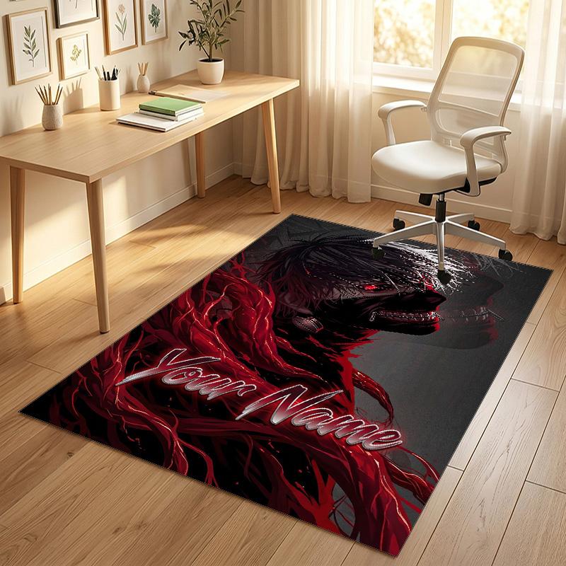 Personalized Crystal Velvet Carpet,Tokyo Ghoul Custom Printed Name, Plush Area Rug For Home Indoor Decor