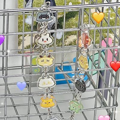 Pulseira com Pingente de Desenho Animado Anime Chaveiro Para Mulheres Meninas Tendência Pingente de Estrela Chaveiro Pulseira de Contas Joia de Pulso