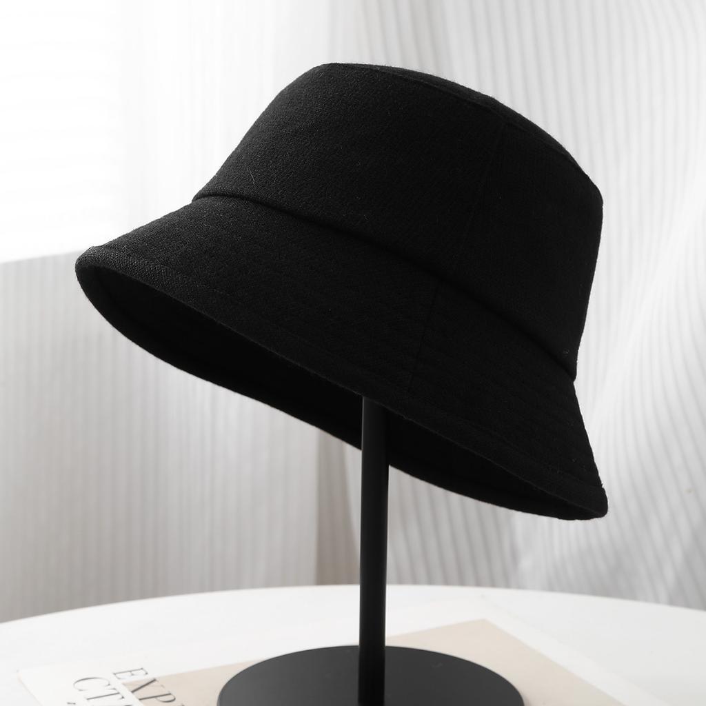 New solid color advanced sense simple light board personalized temperament bucket hat big eaves shading design bucket hat