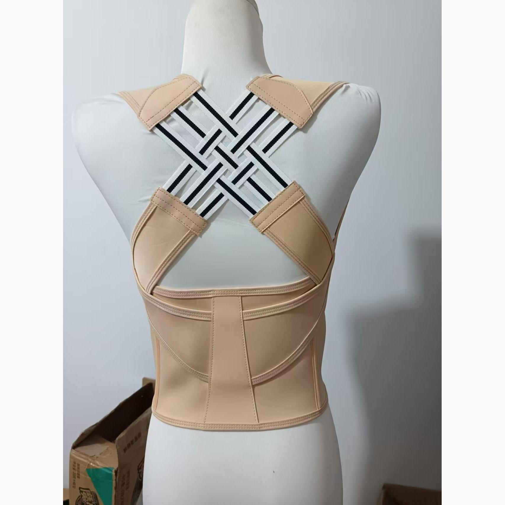 

Профілактика корекції горбатості за допомогою корекції постави спини за допомогою коректора форми красивої спини та відкритих плечей XL абрикосовий