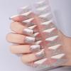 16Tips DIY Baking-Free Nail Stickers Shiny French Stripes Nail Patch Full Cover Adhesive Nail Wraps Manicures Decoration Decal