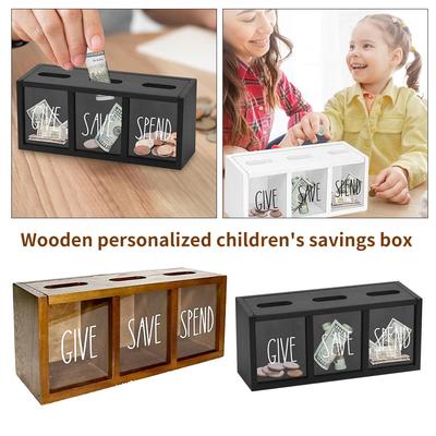 Wooden Personalized Children's Savings Box  Family Saving Box Money Box Cash Daily Spend Money Piggy Bank Kid Stor