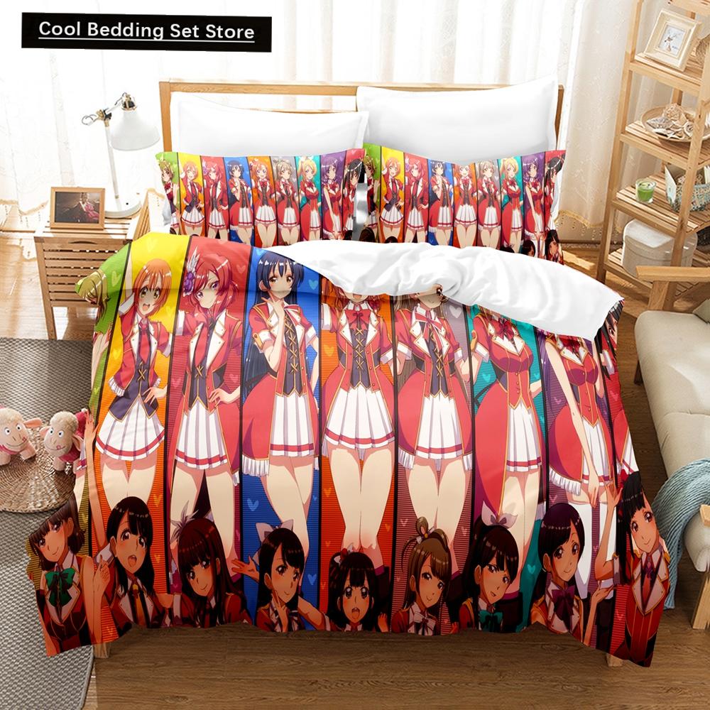 3D Anime Love Live College Idol Festival Bedding Sets Duvet Cover Set With Pillowcase Twin Full Queen King Bedclothes Bed Linen