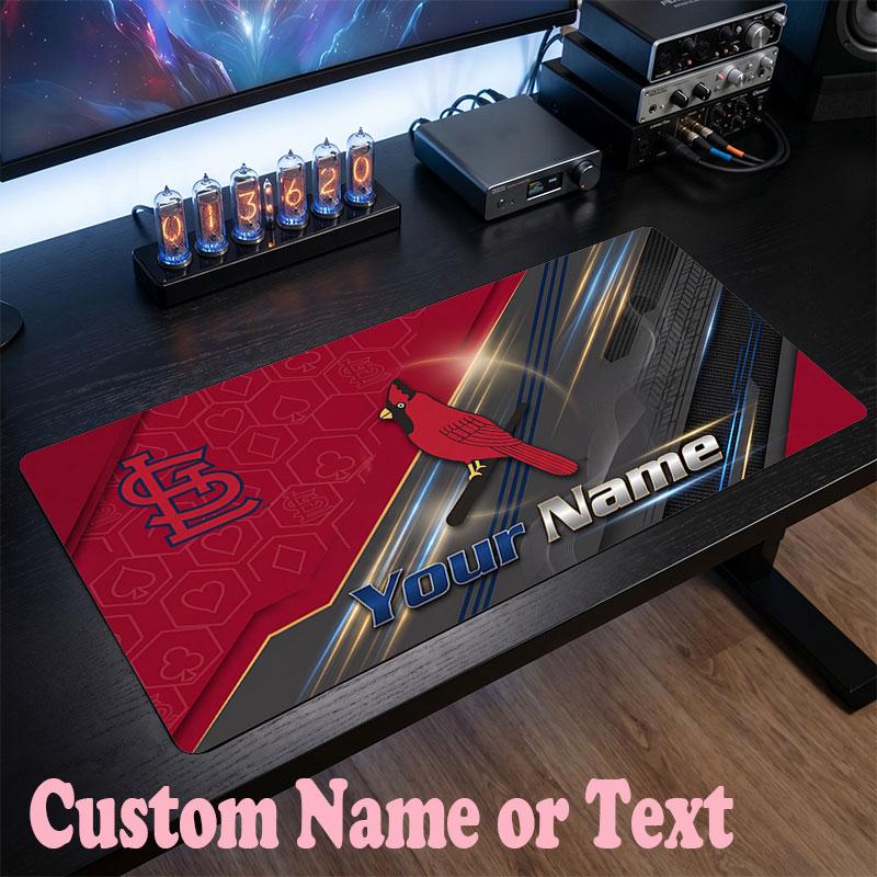 St. Louis Cardinals Customized Name Text Mouse Pad, Large Desk Mouse Mat Personalized Home Office Present