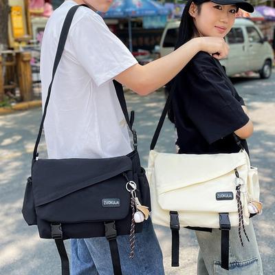 Retro Workwear Crossbody Bag  Female Korean Student Large Capacity Postman Bag  Male Trendy Single Shoulder Backpack